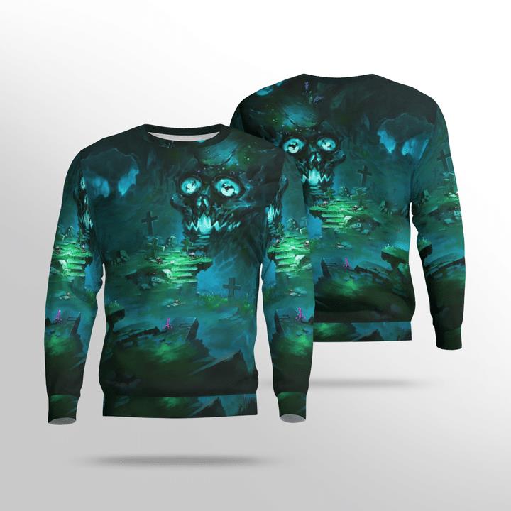 Scary Gate Of Demon Headstone Spooky Halloween 3D Aop Sweatshirt
