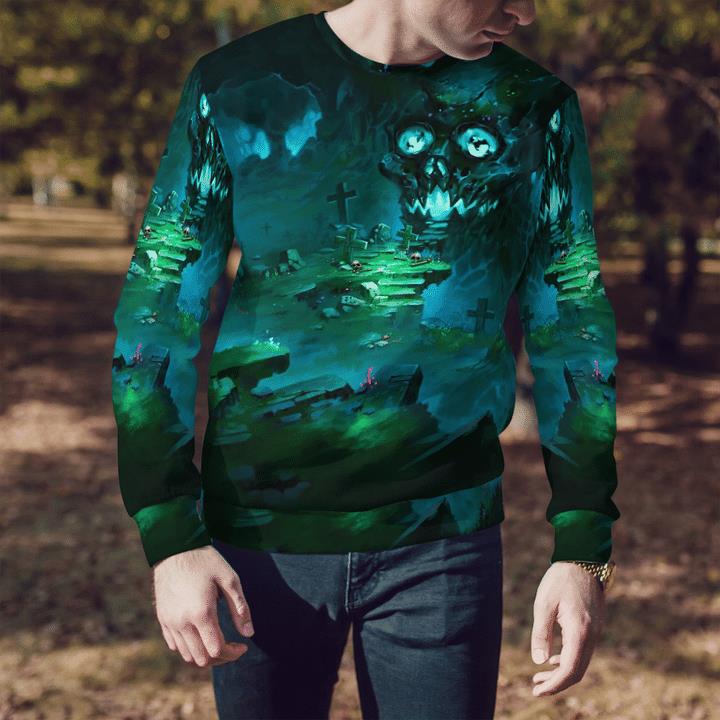 Scary Gate Of Demon Headstone Spooky Halloween 3D Aop Sweatshirt 2 » Cool Gifts for You - Mfamilygift Scary Gate Of Demon Headstone Spooky Halloween 3D Aop Sweatshirt 2