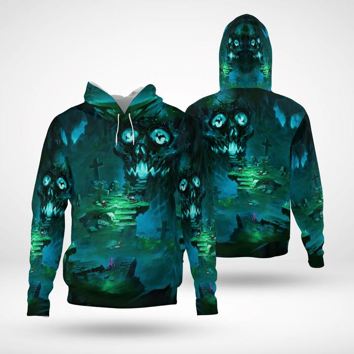 Scary Gate Of Demon Headstone Spooky Halloween 3D Hoodies