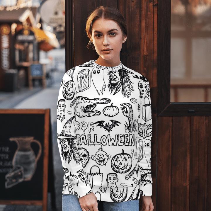 Scary Halloween Icon Spooky 3D Aop Sweatshirt 1 » Cool Gifts for You - Mfamilygift Scary Halloween Icon Spooky 3D Aop Sweatshirt 1