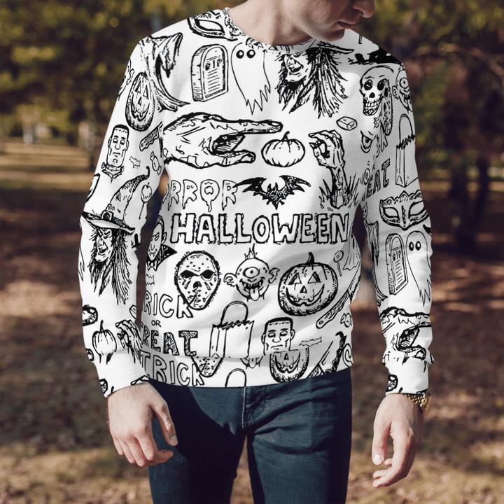 Scary Halloween Icon Spooky 3D Aop Sweatshirt 2 » Cool Gifts for You - Mfamilygift Scary Halloween Icon Spooky 3D Aop Sweatshirt 2