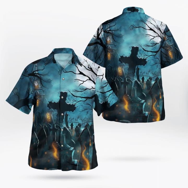 Scary Halloween Night At Graveyard Spooky 3D Hawaii Shirt Scary Halloween Night At Graveyard Spooky 3D Hawaii Shirt