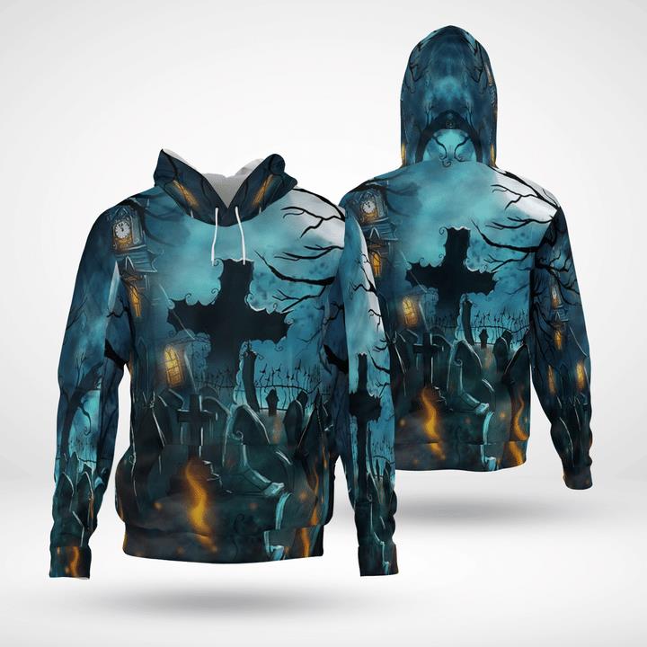 Scary Halloween Night At Graveyard Spooky 3D Hoodies Scary Halloween Night At Graveyard Spooky 3D Hoodies