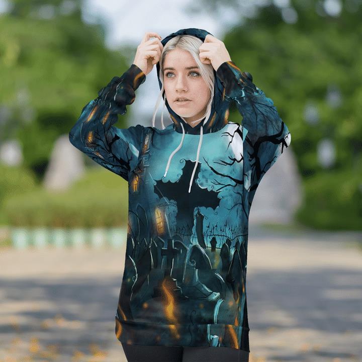 Scary Halloween Night At Graveyard Spooky 3D Hoodies 1 » Cool Gifts for You - Mfamilygift Scary Halloween Night At Graveyard Spooky 3D Hoodies 1