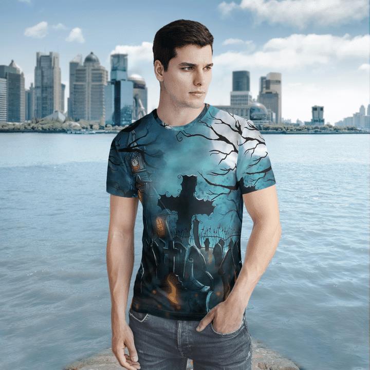 Scary Halloween Night At Graveyard Spooky 3D T-Shirt 1 » Cool Gifts for You - Mfamilygift Scary Halloween Night At Graveyard Spooky 3D T-Shirt 1