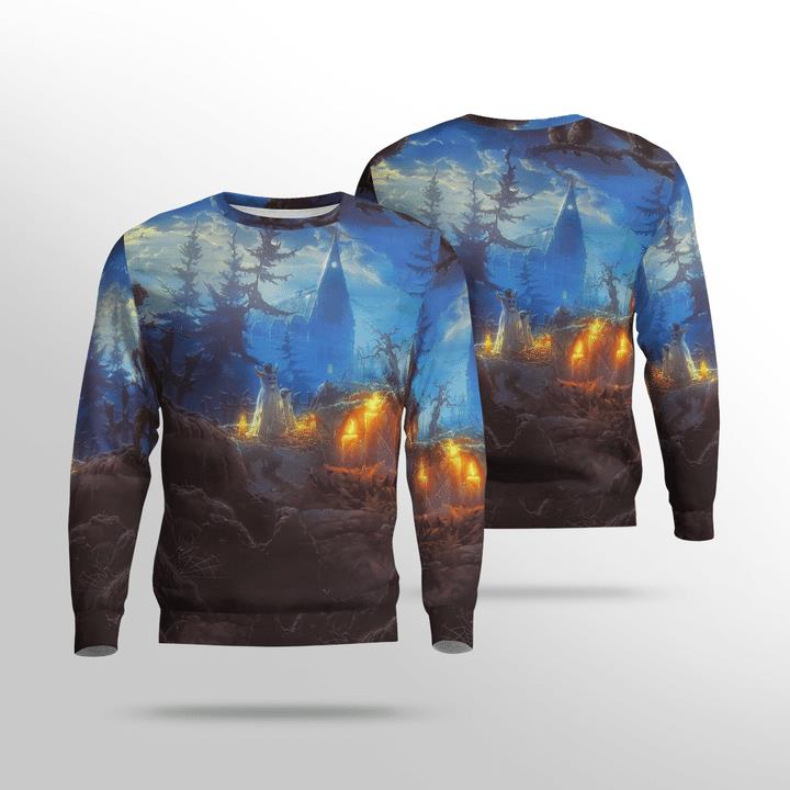 Scary Halloween Night Ghost Custom Cathedral Spooky 3D Aop Sweatshirt