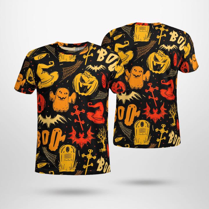 Scary Halloween Night Rising Pumpkin Ghost Spooky 3D T-Shirt