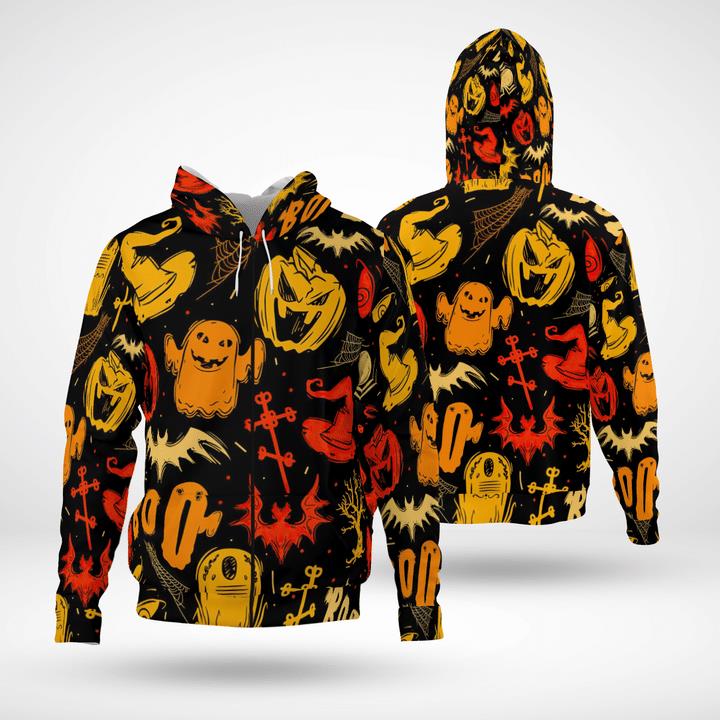 Scary Halloween Night Rising Pumpkin Ghost Spooky 3D Zip Hoodies
