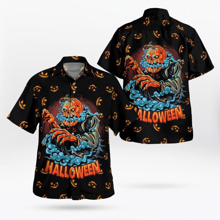 Scary Halloween Pumpkin Ghost Blue Mist Spooky 3D Hawaii Shirt Scary Halloween Pumpkin Ghost Blue Mist Spooky 3D Hawaii Shirt