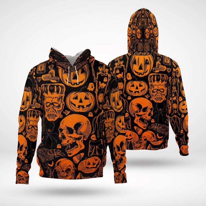 Scary Halloween Villain Symbols Pumpkin Skull Zombie Spooky 3D Hoodies