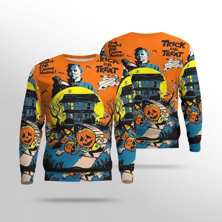 Scary Murder The Night He Come Home Pumpkin 3D Aop Sweatshirt
