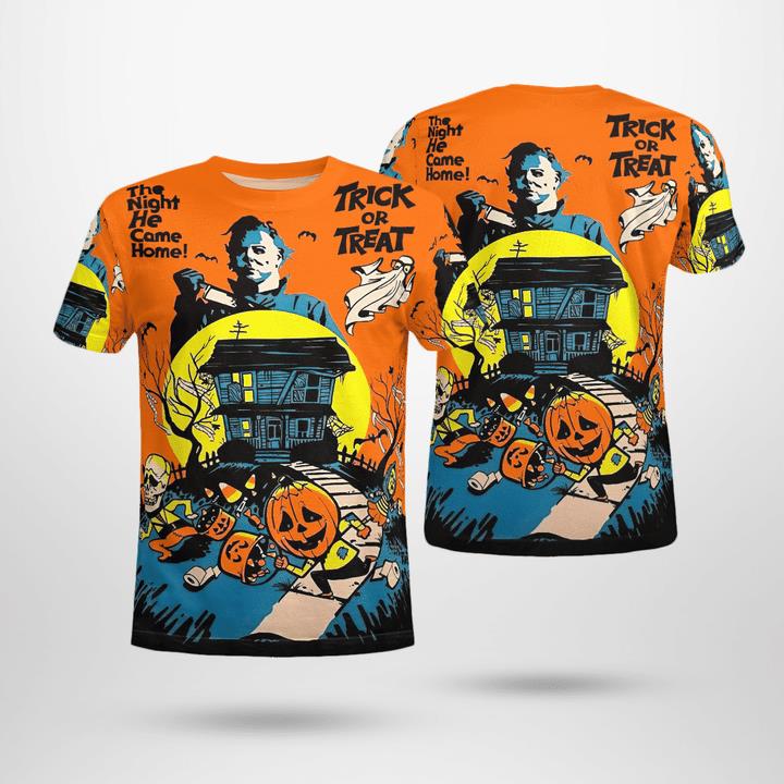 Scary Murder The Night He Come Home Pumpkin 3D T-Shirt