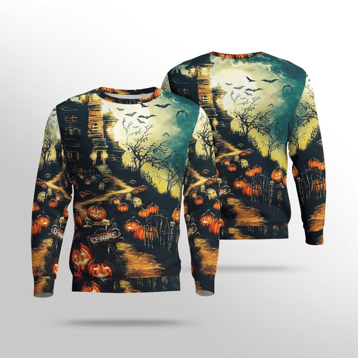 Scary Night Beware Come If You Dare Pumpkin Spooky 3D Aop Sweatshirt