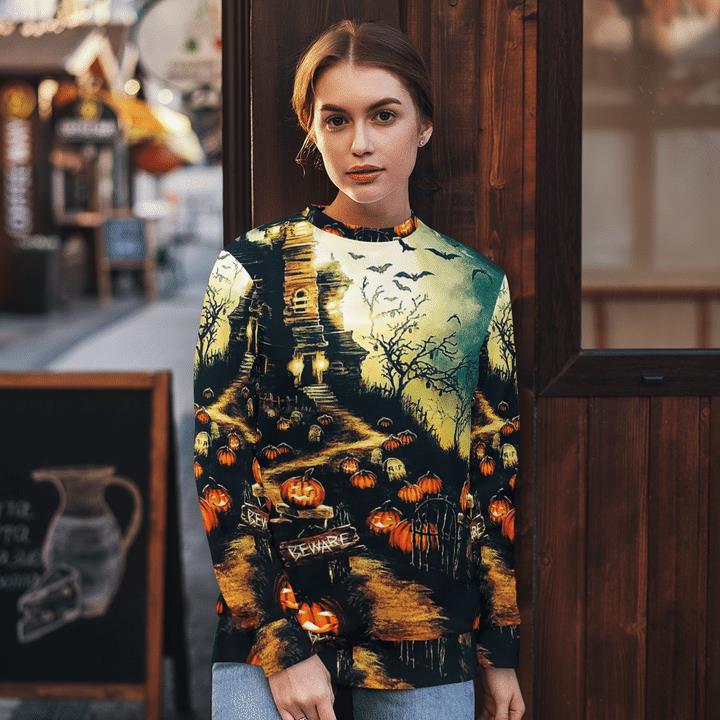 Scary Night Beware Come If You Dare Pumpkin Spooky 3D Aop Sweatshirt 1 » Cool Gifts for You - Mfamilygift Scary Night Beware Come If You Dare Pumpkin Spooky 3D Aop Sweatshirt 1