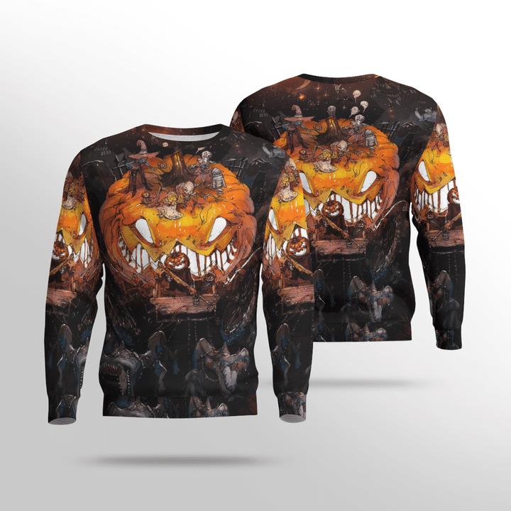 Scary Night Halloween Zombie Pumpkin Rising Haunted Spooky 3D Aop Sweatshirt
