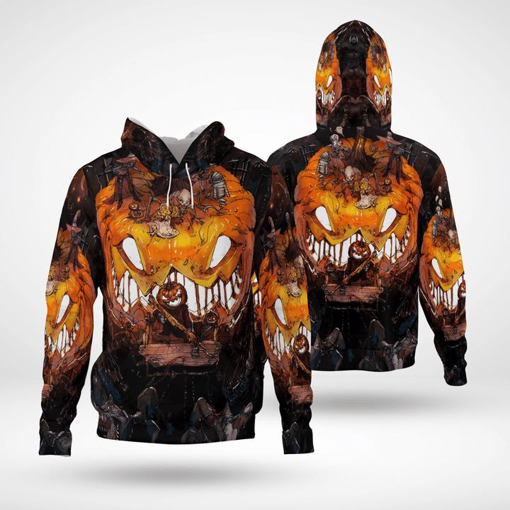 Scary Night Halloween Zombie Pumpkin Rising Haunted Spooky 3D Hoodies