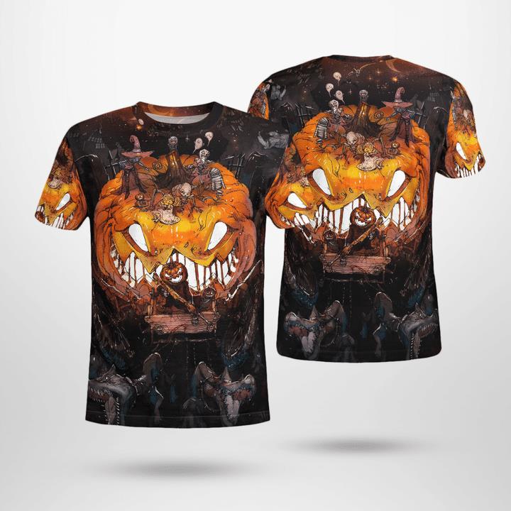 Scary Night Halloween Zombie Pumpkin Rising Haunted Spooky 3D T-Shirt Scary Night Halloween Zombie Pumpkin Rising Haunted Spooky 3D T-Shirt
