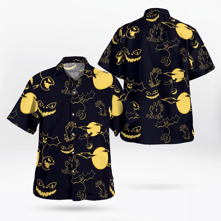 Scary Night Zombies Haunted Pumpkin Halloween Spooky 3D Hawaii Shirt