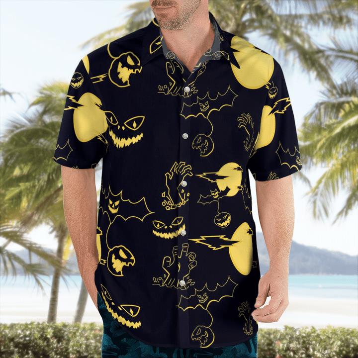 Scary Night Zombies Haunted Pumpkin Halloween Spooky 3D Hawaii Shirt 1 » Cool Gifts for You - Mfamilygift Scary Night Zombies Haunted Pumpkin Halloween Spooky 3D Hawaii Shirt 1