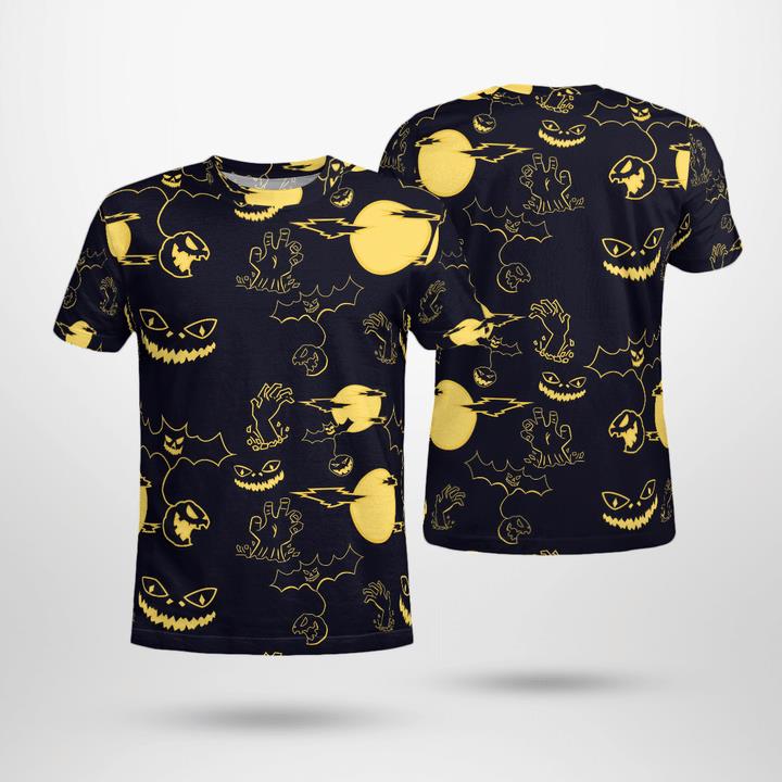 Scary Night Zombies Haunted Pumpkin Halloween Spooky 3D T-Shirt