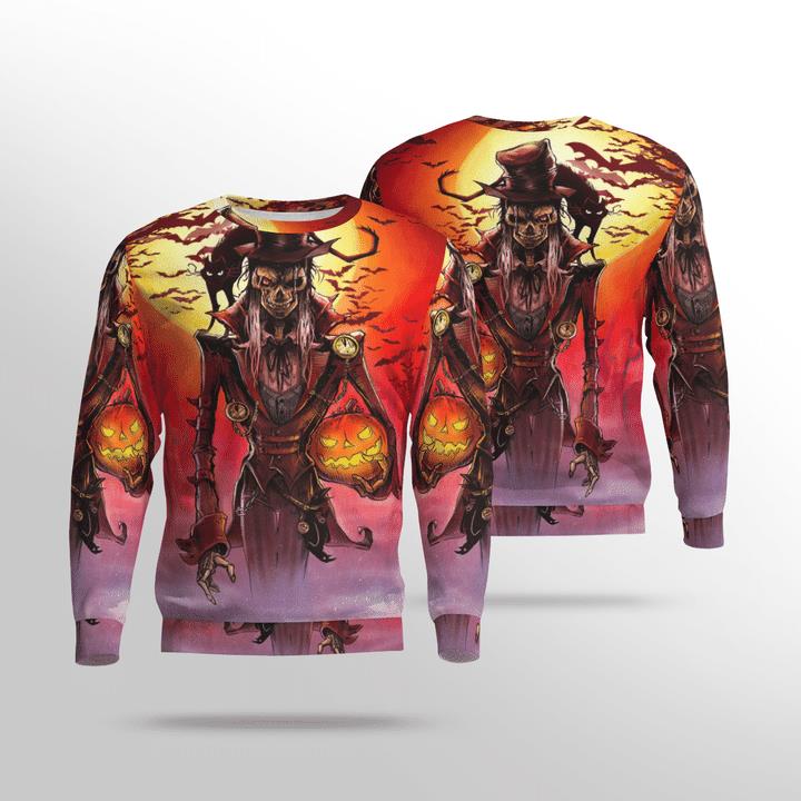 Scary Pumkin Hunter Black Cat Spooky 3D Halloween Aop Sweatshirt