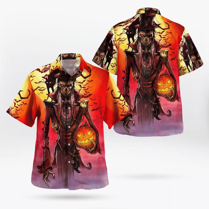 Scary Pumkin Hunter Black Cat Spooky 3D Halloween Hawaii Shirt