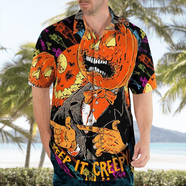 Scary Pumpkin Gentleman Keep It Creepy Spooky Halloween 3D Hawaii Shirt 1 » Cool Gifts for You - Mfamilygift Scary Pumpkin Gentleman Keep It Creepy Spooky Halloween 3D Hawaii Shirt 1
