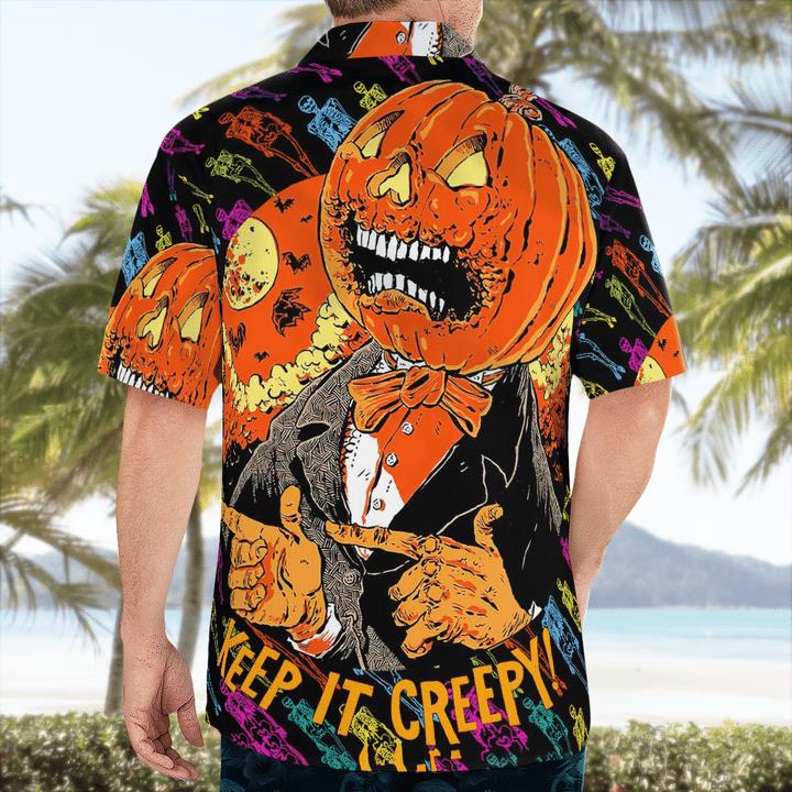 Scary Pumpkin Gentleman Keep It Creepy Spooky Halloween 3D Hawaii Shirt 2 » Cool Gifts for You - Mfamilygift Scary Pumpkin Gentleman Keep It Creepy Spooky Halloween 3D Hawaii Shirt 2