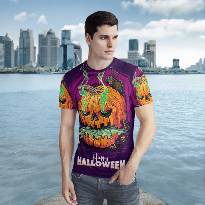 Scary Pumpkin Spider Happy Halloween Spooky 3D T-Shirt 1 » Cool Gifts for You - Mfamilygift Scary Pumpkin Spider Happy Halloween Spooky 3D T-Shirt 1