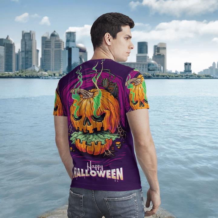 Scary Pumpkin Spider Happy Halloween Spooky 3D T-Shirt 2 » Cool Gifts for You - Mfamilygift Scary Pumpkin Spider Happy Halloween Spooky 3D T-Shirt 2
