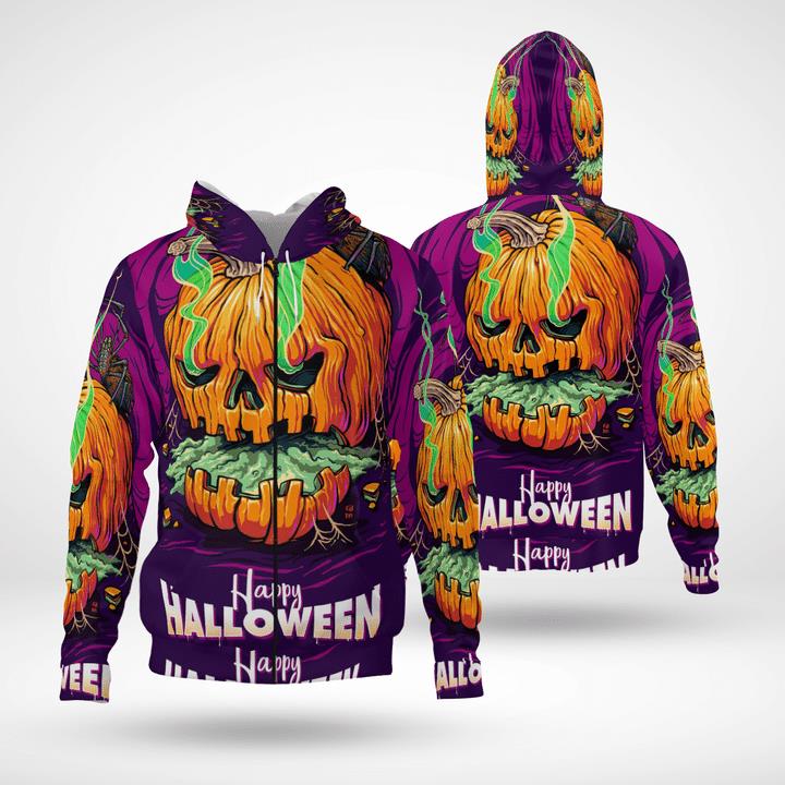 Scary Pumpkin Spider Happy Halloween Spooky 3D Zip Hoodies Scary Pumpkin Spider Happy Halloween Spooky 3D Zip Hoodies