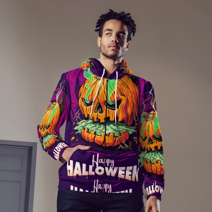 Scary Pumpkin Spider Happy Halloween Spooky 3D Zip Hoodies 1 » Cool Gifts for You - Mfamilygift Scary Pumpkin Spider Happy Halloween Spooky 3D Zip Hoodies 1