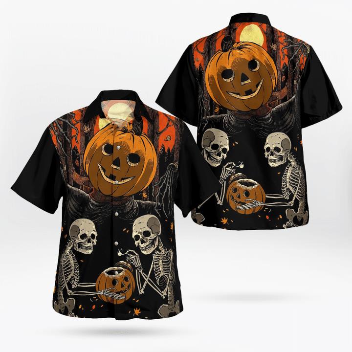 Scary Skeleton Halloween Scarecrow Pumpkinhead Spooky 3D Hawaii Shirt Scary Skeleton Halloween Scarecrow Pumpkinhead Spooky 3D Hawaii Shirt