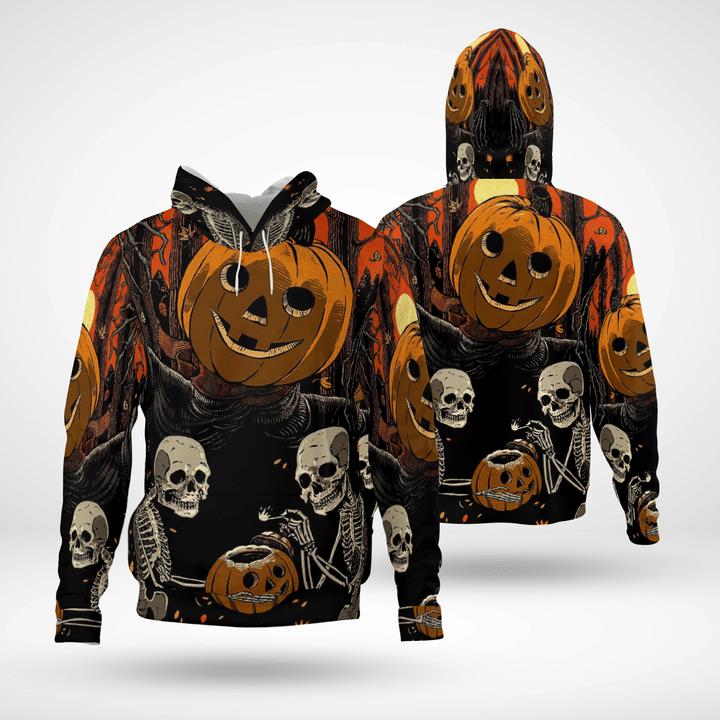 Scary Skeleton Halloween Scarecrow Pumpkinhead Spooky 3D Hoodies