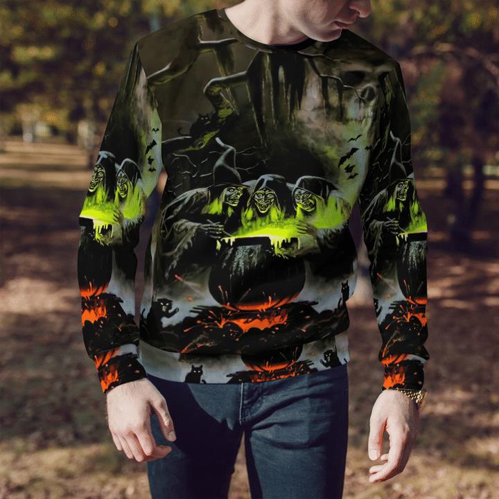 Spooky Halloween Witches Concoction Night 3D Aop Sweatshirt 2 » Cool Gifts for You - Mfamilygift Spooky Halloween Witches Concoction Night 3D Aop Sweatshirt 2