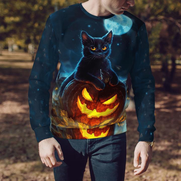 Starry Night Fullmoon Black Cat Spooky Pumpkin 3D Aop Sweatshirt 2 » Cool Gifts for You - Mfamilygift Starry Night Fullmoon Black Cat Spooky Pumpkin 3D Aop Sweatshirt 2