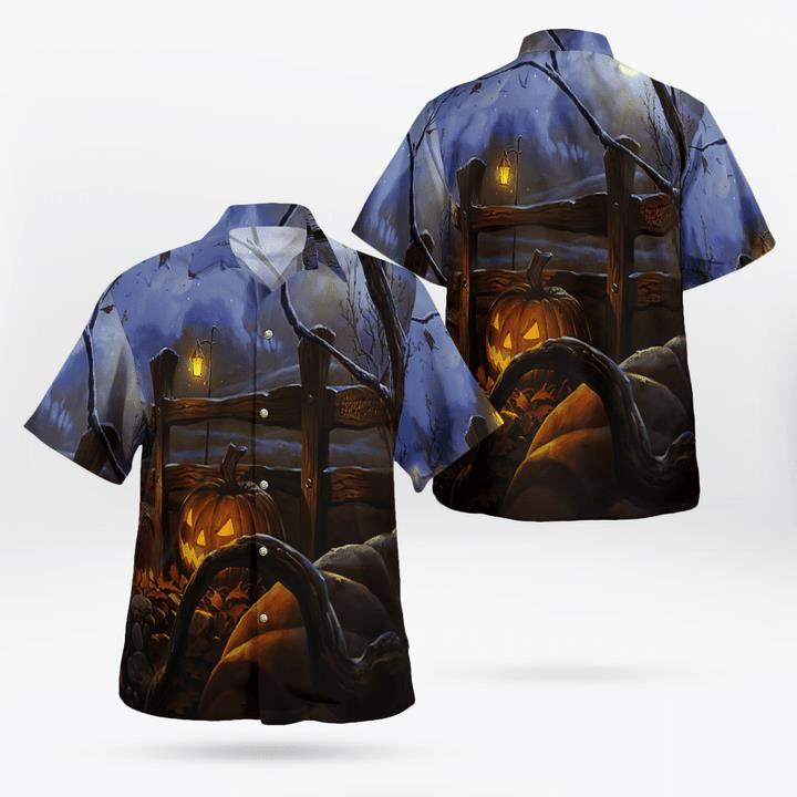 Starry Night Halloween Pumpkin Spooky 3D Hawaii Shirt