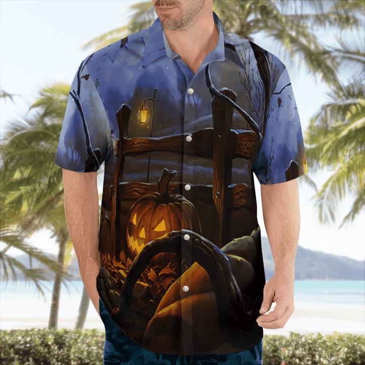 Starry Night Halloween Pumpkin Spooky 3D Hawaii Shirt 1 » Cool Gifts for You - Mfamilygift Starry Night Halloween Pumpkin Spooky 3D Hawaii Shirt 1