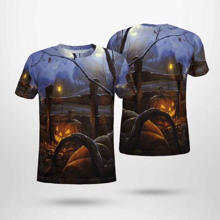 Starry Night Halloween Pumpkin Spooky 3D T-Shirt