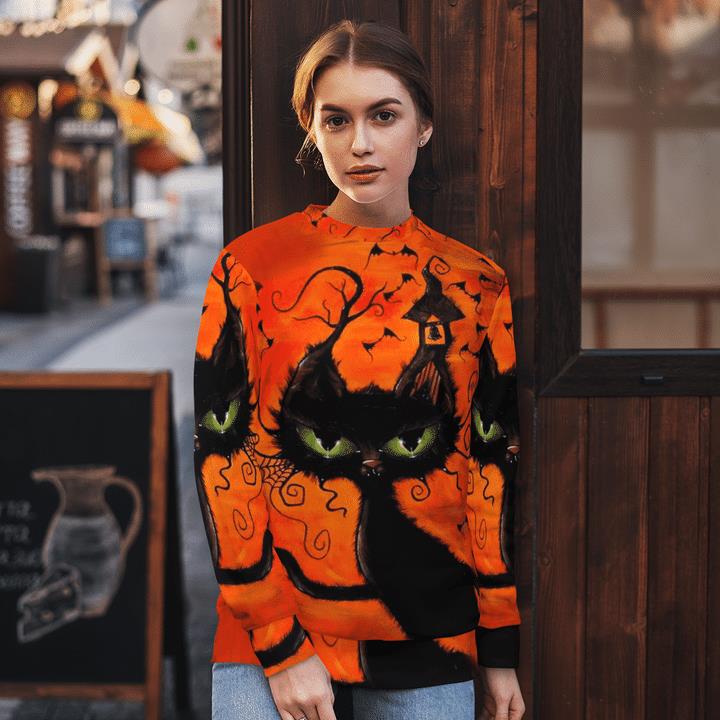 Weird Black Cat At Night Spooky 3D Aop Sweatshirt 1 » Cool Gifts for You - Mfamilygift Weird Black Cat At Night Spooky 3D Aop Sweatshirt 1