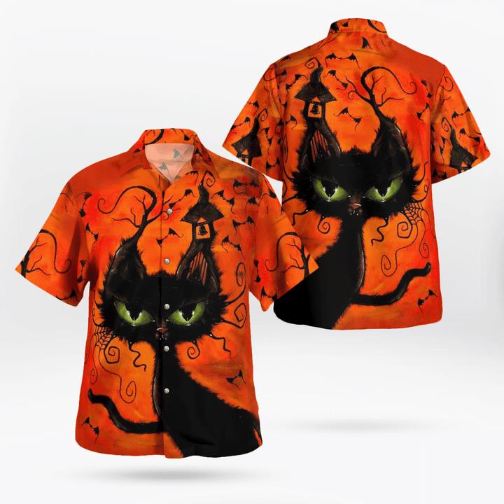 Weird Black Cat At Night Spooky 3D Hawaii Shirt Weird Black Cat At Night Spooky 3D Hawaii Shirt