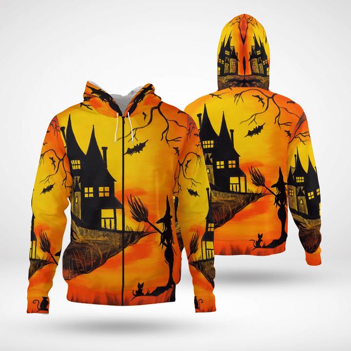 Welcome To Haunted Witchs House Twilight Halloween 3D Zip Hoodies Welcome To Haunted Witchs House Twilight Halloween 3D Zip Hoodies