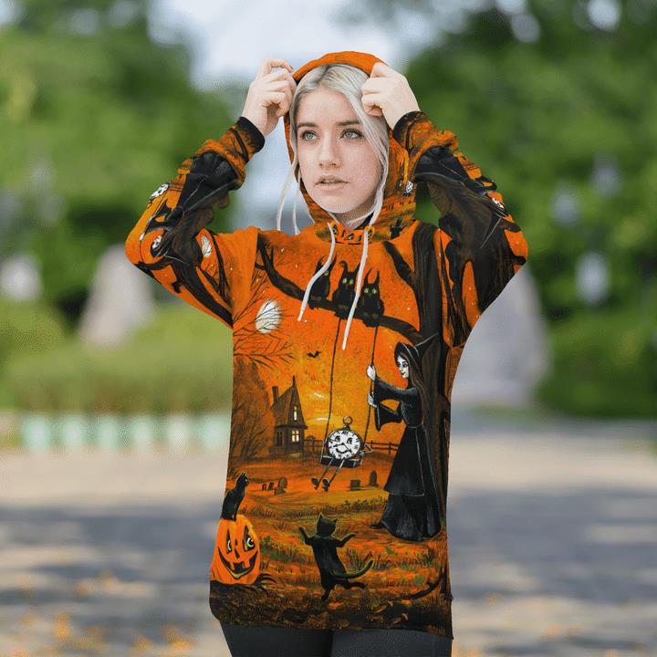 Witch And Black Cats Owls Halloween Twilight Spooky 3D Hoodies 1 » Cool Gifts for You - Mfamilygift Witch And Black Cats Owls Halloween Twilight Spooky 3D Hoodies 1