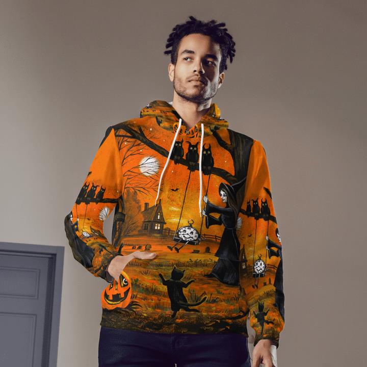 Witch And Black Cats Owls Halloween Twilight Spooky 3D Hoodies 2 » Cool Gifts for You - Mfamilygift Witch And Black Cats Owls Halloween Twilight Spooky 3D Hoodies 2
