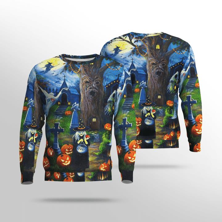 Witchs Tree House Boo Pumpkin Happy Halloween Spooky 3D Aop Sweatshirt Witchs Tree House Boo Pumpkin Happy Halloween Spooky 3D Aop Sweatshirt