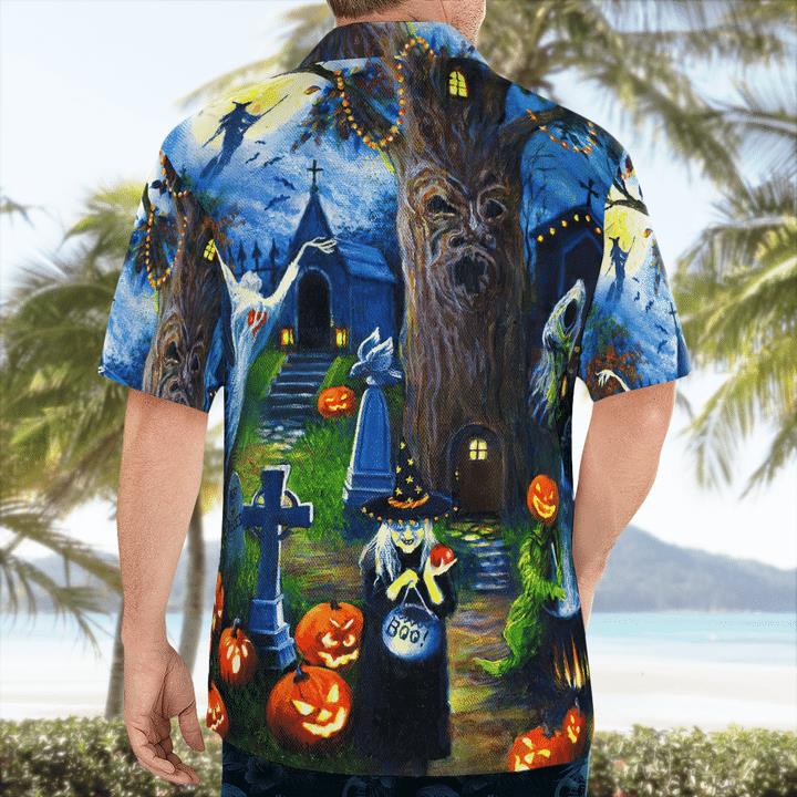 Witchs Tree House Boo Pumpkin Happy Halloween Spooky 3D Hawaii Shirt 2 » Cool Gifts for You - Mfamilygift Witchs Tree House Boo Pumpkin Happy Halloween Spooky 3D Hawaii Shirt 2
