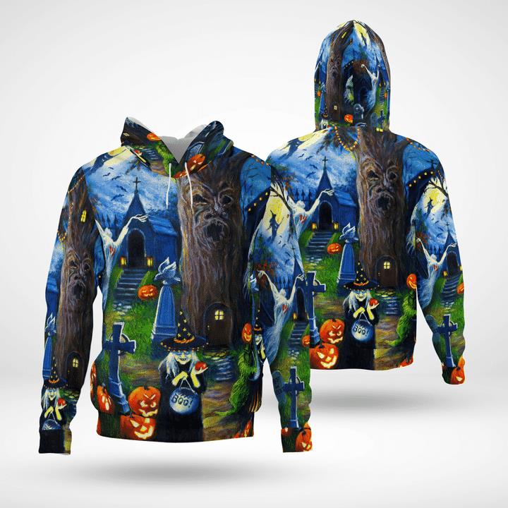 Witchs Tree House Boo Pumpkin Happy Halloween Spooky 3D Hoodies Witchs Tree House Boo Pumpkin Happy Halloween Spooky 3D Hoodies