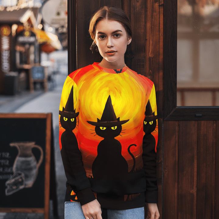 Wizard Black Cat Halloween Night Pumpkin Spooky 3D Aop Sweatshirt 1 » Cool Gifts for You - Mfamilygift Wizard Black Cat Halloween Night Pumpkin Spooky 3D Aop Sweatshirt 1