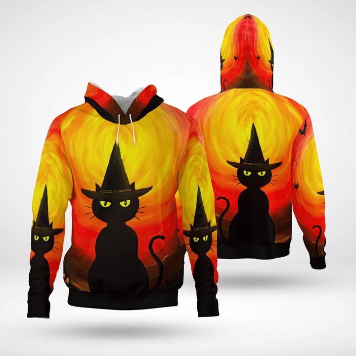 Wizard Black Cat Halloween Night Pumpkin Spooky 3D Hoodies Wizard Black Cat Halloween Night Pumpkin Spooky 3D Hoodies