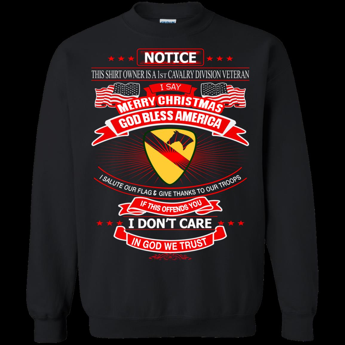 1st Cavalry Divison Veteran Christmas Shirts In God We Trust